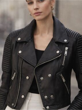 Burberry Lamb Leather Moto Jacket – Cropped Biker Style